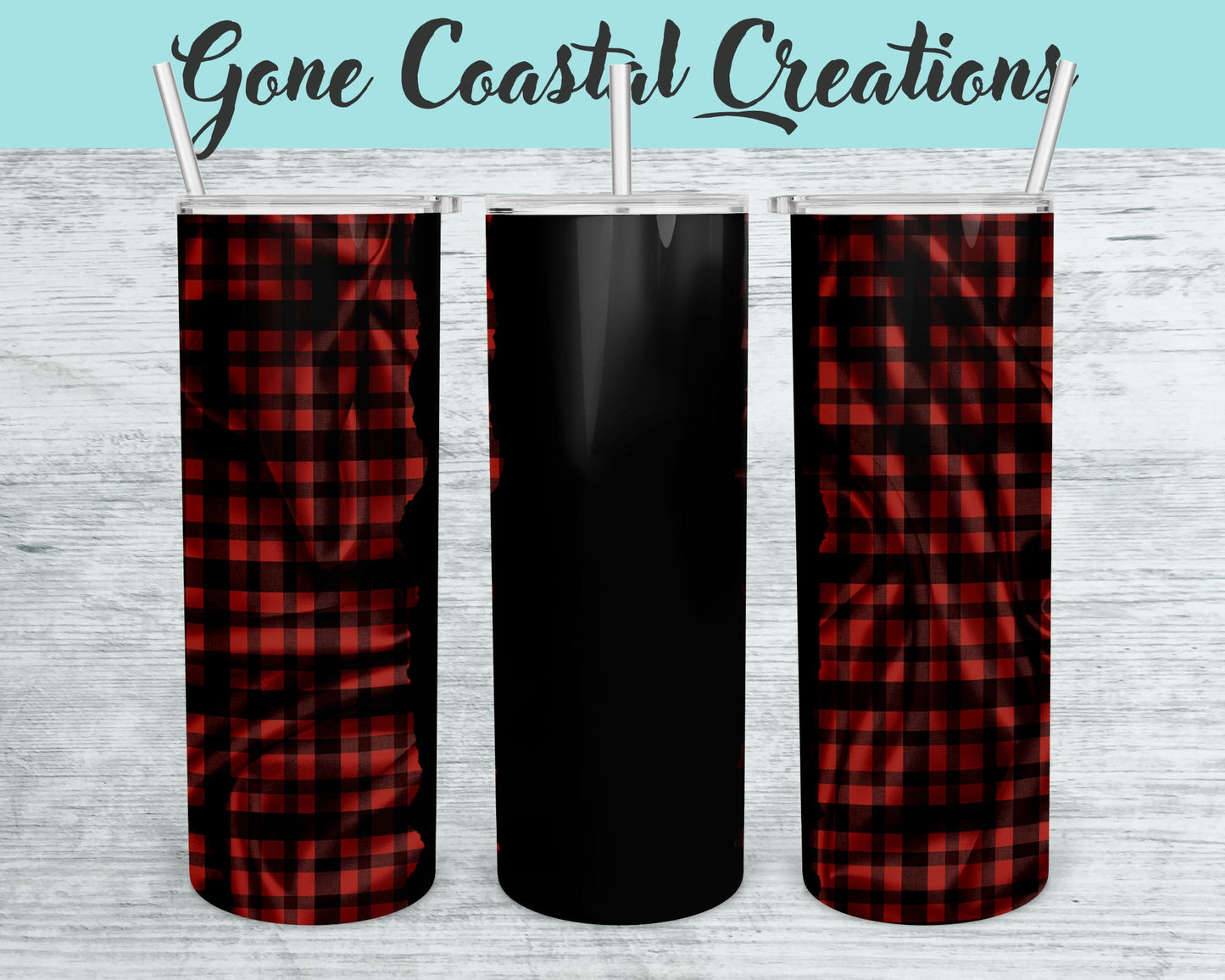 Red and Black Plaid Pattern Tumbler - a unique gift this holiday - Gone Coastal Creations - Mugs & Tumblers