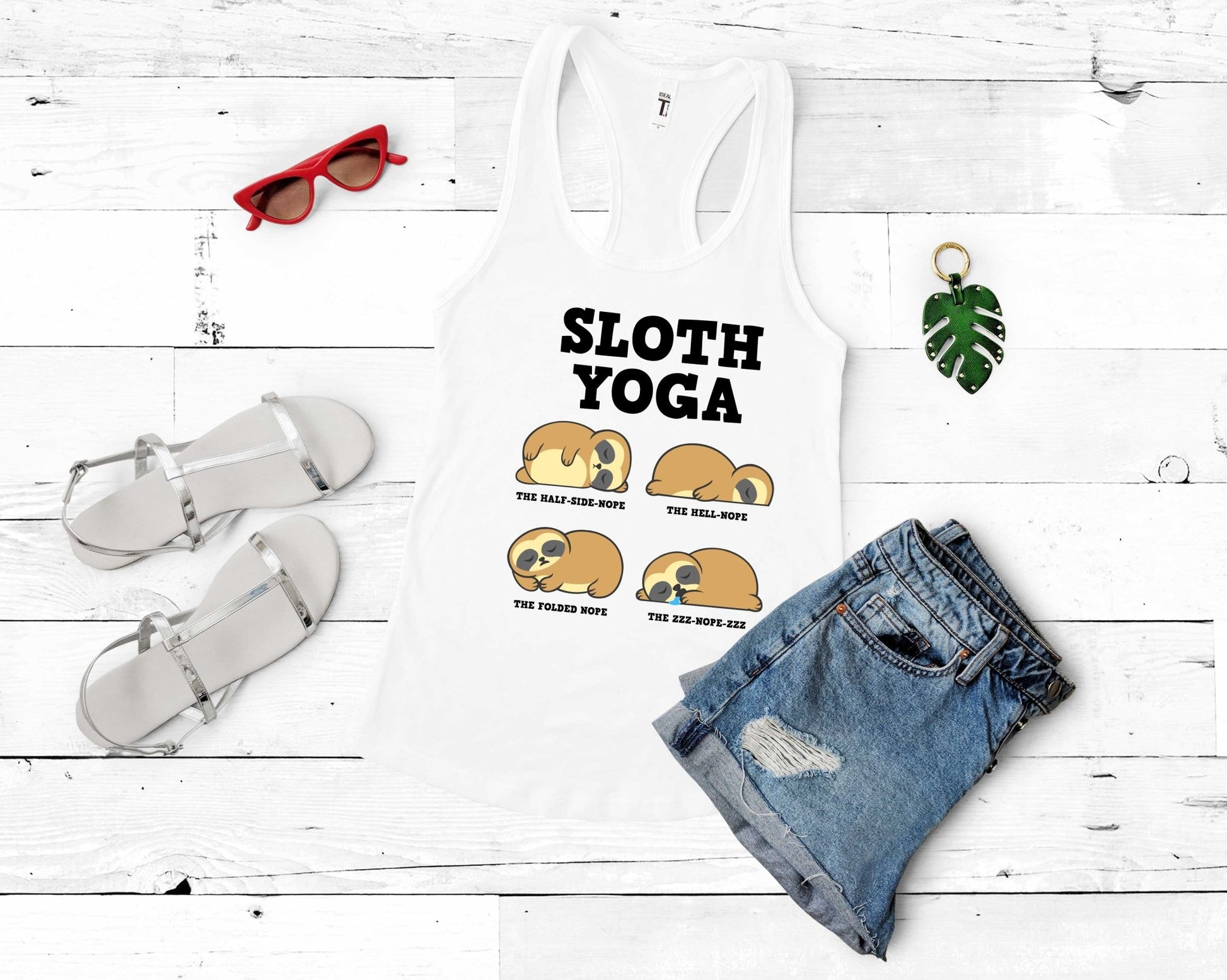 Sloth Yoga - Too Tired for Yoga Pun  Yoga Lovers Shirt - Gone Coastal  Creations