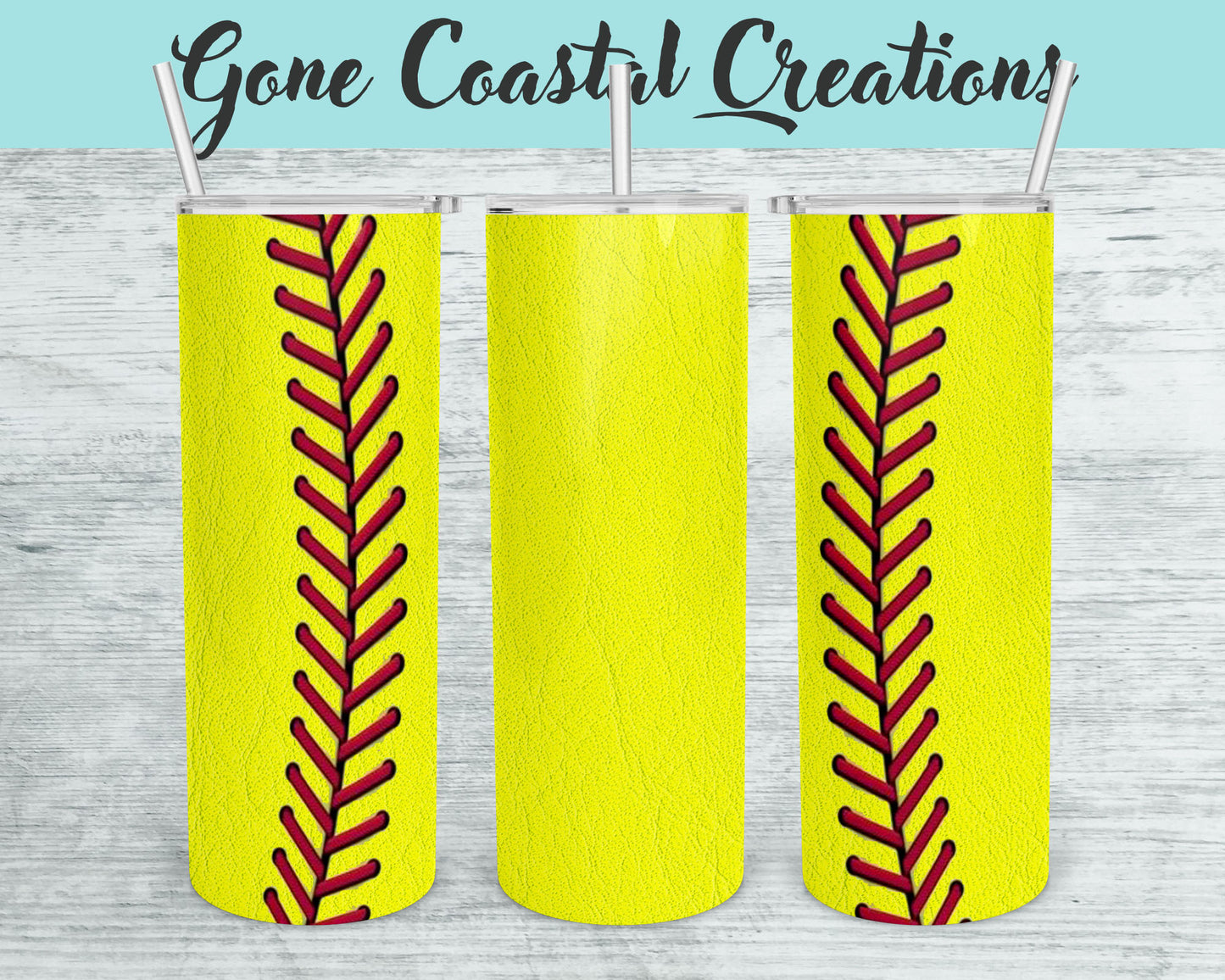 Yellow Softball Themed Tumbler - a unique gift this holiday for your favorite sportsman