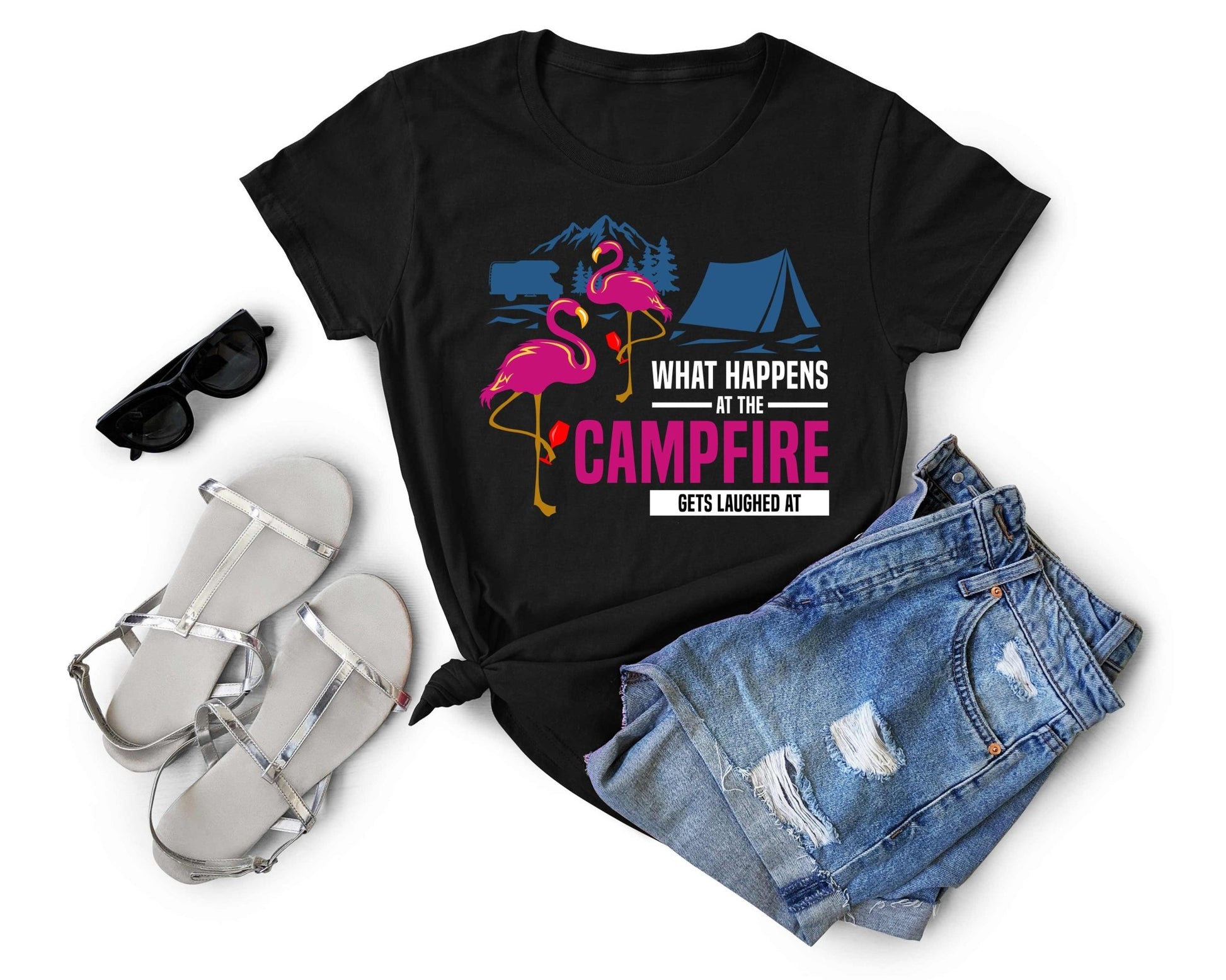 What Happens at the Campfire gets Laughed at | Funny Camping Shirts for the Outdoor Adventurer - Gone Coastal Creations - shirts