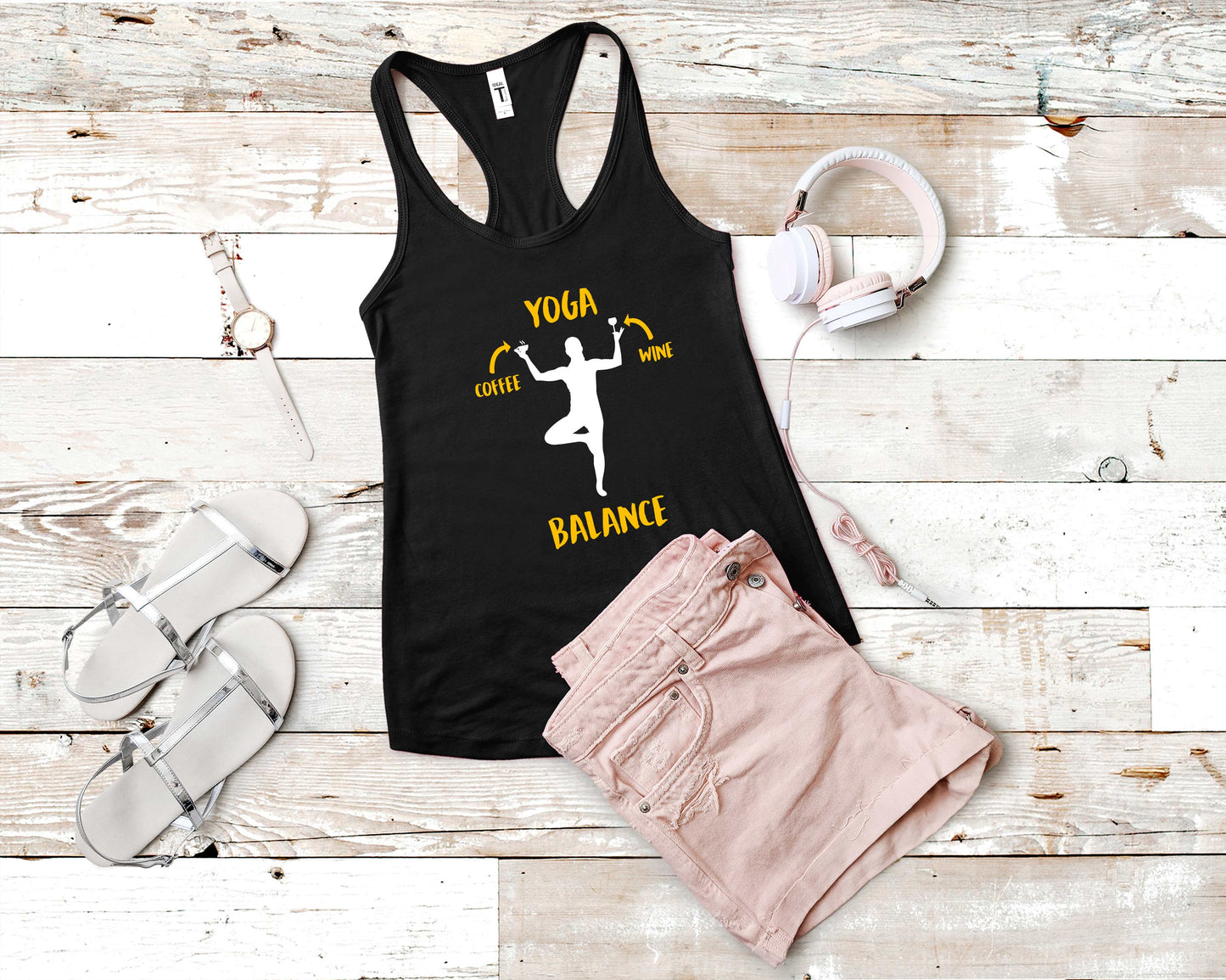 Yoga Its all about Balance - Coffee Wine and Yoga | Yoga Motivational Shirt